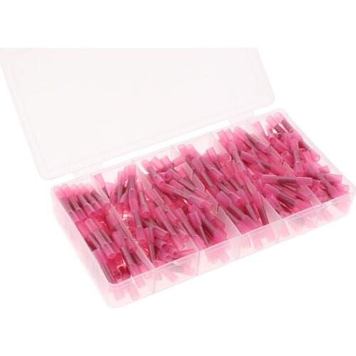 240pcs Heat Shrink Butt Connectors Terminals, Insulated Waterproof Marine Automotive Copper Wire Electrical Kits (red)