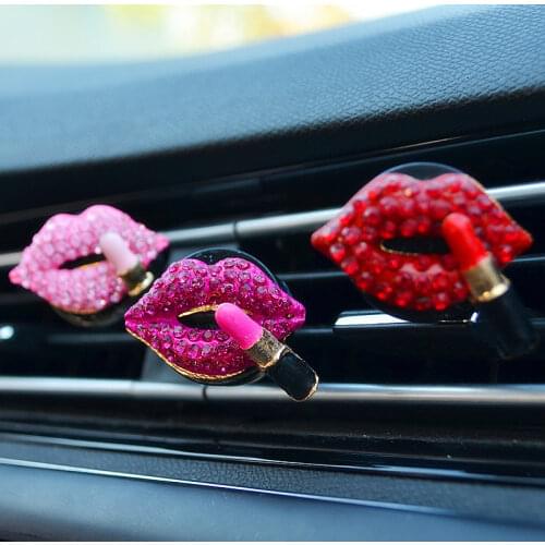 Car Perfume Clip Diamond Red Lips Car Vent Clips Perfume Air Freshener Car Air Conditioning Air Outlet Aromatherapy Clip