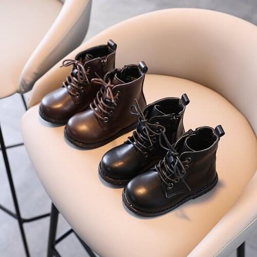 Girls Martin Boots 2021 Autumn New Childrens Short Boots British Style Boys Leather Shoes Student Boots Warm Waterproof Fashion