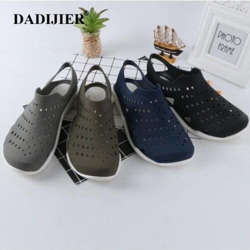 DADIJIER Fashion Hollow Slippers Outdoor Breathable Casual Couple Beach Sandal Flip Flops Shoes Men Beach Slippers ZLL516