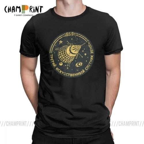 Cnythnk Men T-Shirts Russia Vintage Artificial Earth Satellite Tee Shirt Short Sleeve T Shirts Crew Neck Clothing Printed