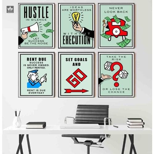 HUSTLE Motivational Success Work Home Office Wall Art Canvas Painting Poster Prints Modern Painting Wall Picture For Living Room
