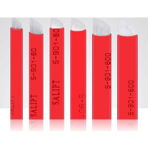 500pcs Red Microblading needles 7 9 11 12 pin Permanent Makeup Eyebrow flex Blade Microblading lamina blade Agulhas Tebori