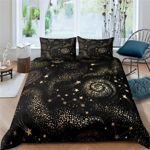 Bedding Set Luxury 3D Starry Sky Print 2/3Pcs Comfortable Kids Aldult Duvet Cover Pillowcase Home Textile Single/Queen/King Size