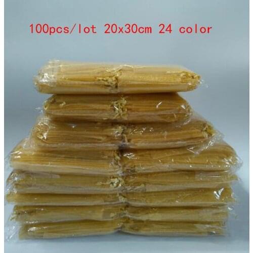 100pcs 24 Colors Jewelry Bag Pouch 20x30cm Organza Bag Party Christmas Wedding Gift Bags Pouches Jewelry Packaging Display Bags
