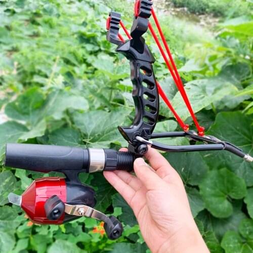 Powerful New Outdoor Sports Metal Shooting Slingshot Fishing Reel Fish Dart Rubber Band Set Left and right hand guards Sturdy