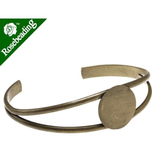 Bracelet Setting With 20MM Flat Round Pad,Cuff,Adjustable,Antique Bronze Plated,Lead Free And Nickel Free,Sold 10PCS Per Lot