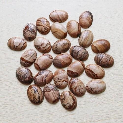 Wholesale 10pcs/lot 22x30mm charms Natural Picture stone Oval Cabochon CAB No Hole stone beads for Jewelry Making pendants free