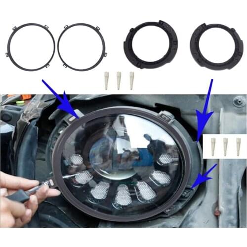 Car Front Mounting Headlights Brackets Round Ring with Headlight Retaining Ring for Jeep Wrangler JK 2007-2016