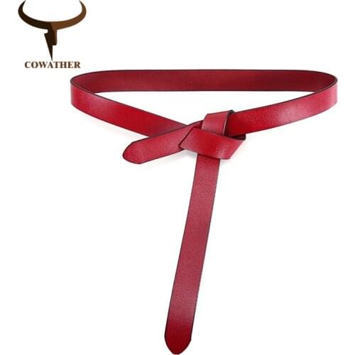 COWATHER women cow leather fashion retro belt high quality luxury brand ladies cowhide belt solid color design free shipping