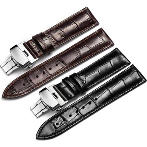 DIY Watchband 18 19 20 21 22mm Soft Calf Genuine Leather Watch Strap Alligator Grain Watch Band For Tissot Seiko DW Replace