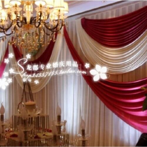 Luxury white and red Wedding Backdrop \ Stage Curtain 10ft*20ft