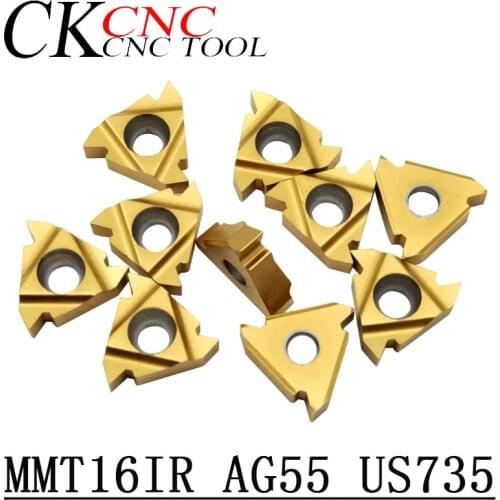 10pcs 16IR AG55 US735 16ER AG55 US735 16ER AG55 VP15TF 16IR AG55 VP15TF Carbide Insert for Threading Tool Drilling Mandrel Blade