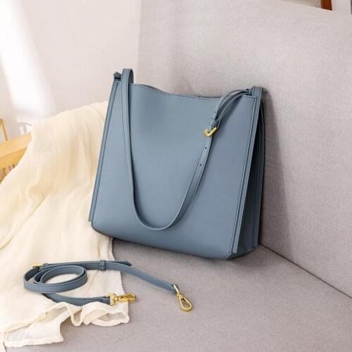 WOONAM Women Fashion Handbag Genuine Calf Leather Bucket Shoulder Bag WB1205