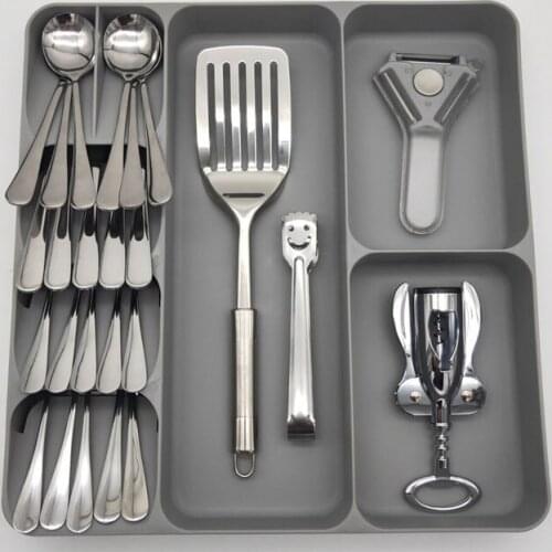 Kitchen Drawer Storage Box Plastic Knif Fork Block Holder Tray Store Organizer Drawer Divider Kitchen Organizing Storage Tools