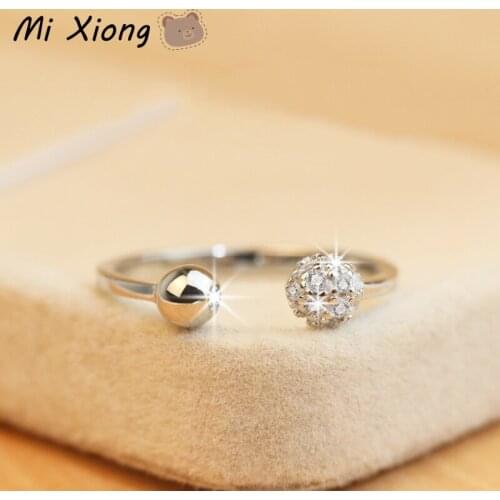 Mi Xiong Real 925 Sterling Silver Ladies Rings for Women Unique Design Round Beads Diamonds Exquisite Charm Noble Brand Jewelry