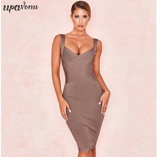 Summer new bandage dress 2019 club V-neck bandage party dress sexy spaghetti belt tight dress celebrity