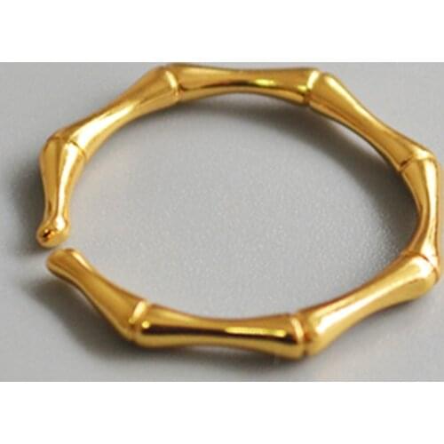 Gold bamboo brass open ring for women adjustable fashion trendy ring 2020