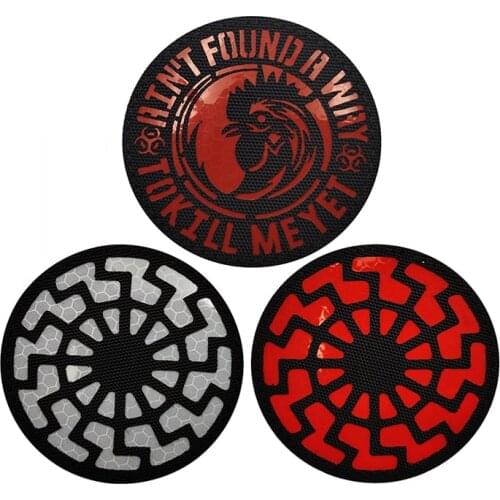 1 Pc IR Night Reflective Fabric Sun Wheel Badge Military Reflective 8 Cm Tactical Hook Loop Outdoor Backpack Hat Applique