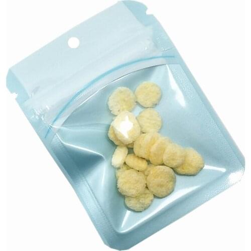 100Pcs Blue Macarons Plastic Zip Lock Grip Seal Bag with Hang Hole Resealable Reusable Food Snack Candy Packaging Pouches