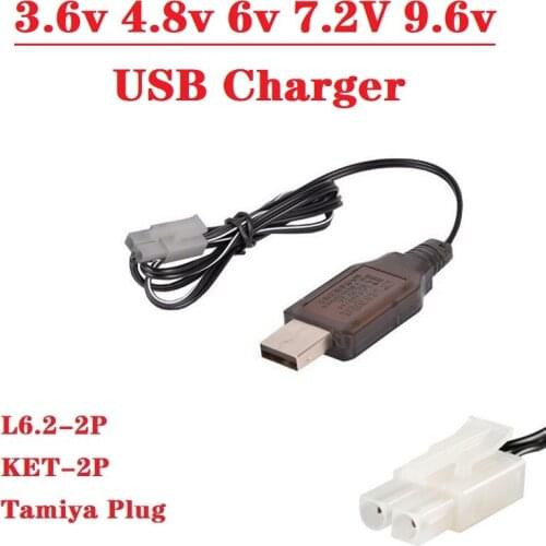 20pcs 3.6v 4.8v 6v 7.2V 9.6v 250mAh USB Charger For Ni-Cd Ni-MH Battery Pack EL6.2-2P KET-2P Tamiya Toys car boat tank Charger