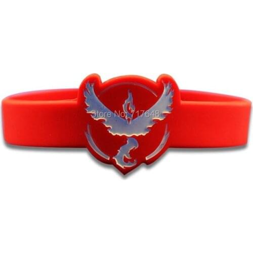 300pcs Pokemon Go Bracelet Logo Team Mystic Valor Instinct wristband silicone bracelets free shipping by FEDEX