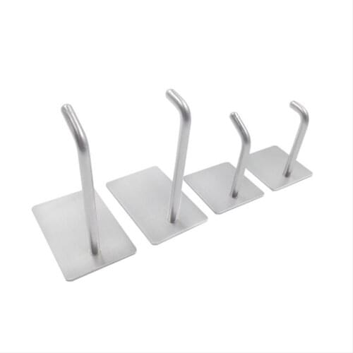 4 pcs/set 304 Stainless Steel Brush Hook Single Hook Multi-function Hitchen Storage Hook Free Punch Hook