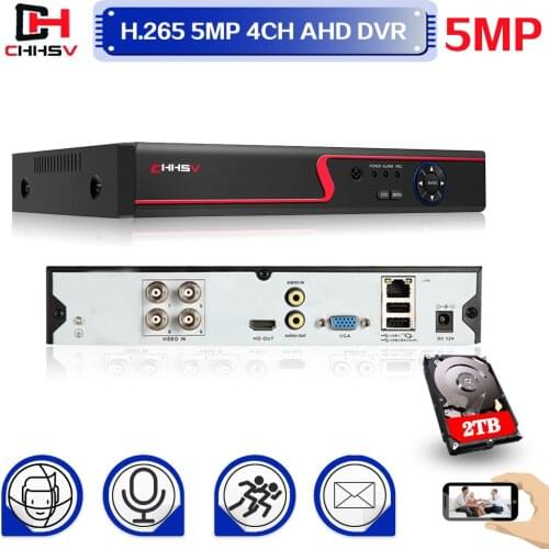 5MP 6in1 HD TVI CVI AHD IP Security DVR 4ch Recorder H.265 Digital Video Recorder With Smart Motion Detection Playback for CCTV