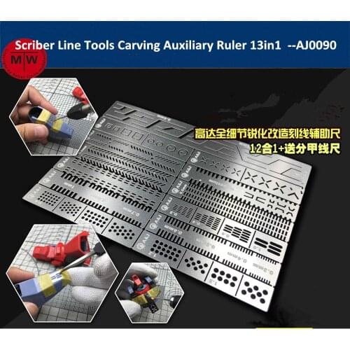 Alexen AJ0090 Scriber Line Tools Carving Auxiliary Ruler for Gundam Model Hobby Craft 13in1