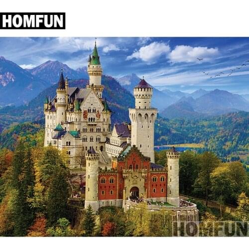 HOMFUN Full Square/Round Drill 5D DIY Diamond Painting "Neuschwanstein Castle" 3D Embroidery Cross Stitch 5D Decor A00776
