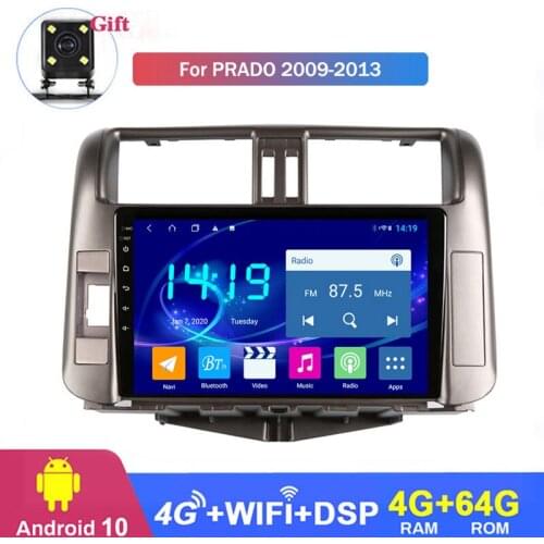 Car Stereo Radio Player 8-Core GPS Navigation for toyota prado 2010-2013Head Unit Stereo Built-in CarPlay and DSP 4G RAM 64G ROM