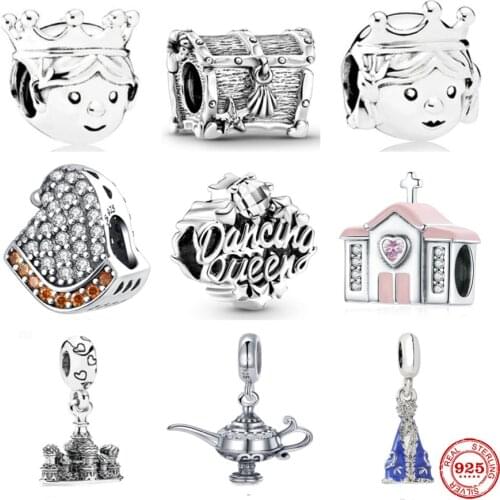 New 925 Silver The King The Queen Castle Treasure Aladdin Hat Fit Pandora Original Bracelet Charms Beads For Women DIY Jewelry