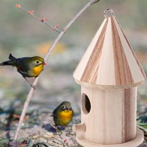 Wooden Nesting Nest Box Bird Cage House Small Birds Blue Tit Wren
