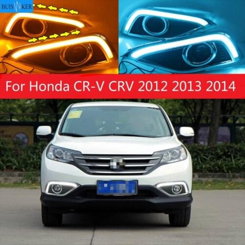 For Honda CR-V CRV 2012 2013 2014 Waterproof 12V Yellow Turn Signal Indicator Light Bumper LED DRL LED Daytime Running Light
