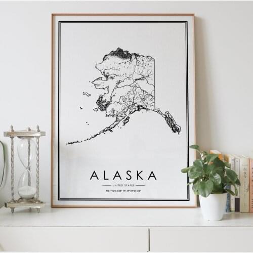 ALASKA state Road map Nordic Living Room Decoration Canvas Poster Modern Home Decor Art Print Painting