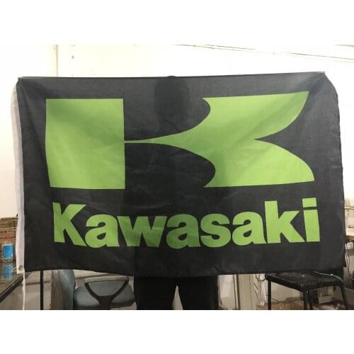 Car FlagsKawasaki flag 3X5FT banner 100% Polyester car flag free shipping