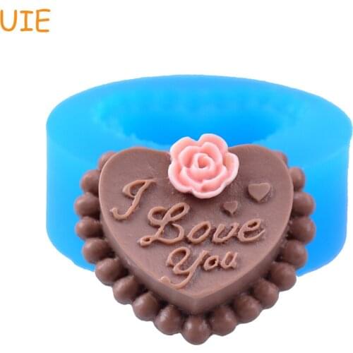 GYL001U 36.1mm 3D I LOVE YOU Heart Cake with Flower Silicone Mold - Cake Decoration, Fondant, Baking Toolsd, Chocolate, Resin