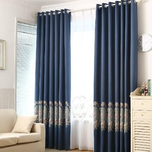 Chinese Style Cotton Embroidered Curtains for Living Room Bedroom Mirror Flower Curtains American Country Curtains Decoration