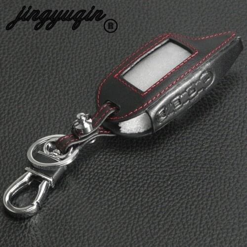 Jingyuqin Leather Remote 4 Buttons Keychain Case Cover For Magicar 6 7/8/9 LC LCD Cover Two Way Car Alarm System