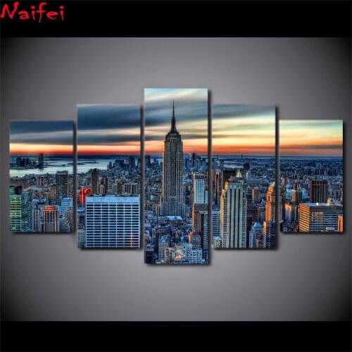 5D DIY Diamond painting Sunset city Building Full Square Diamond embroidery round Diamond decor mosaic Cross stitch kit gift