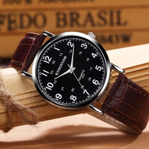 KINGNUOS Men's Watch With Leather Strap