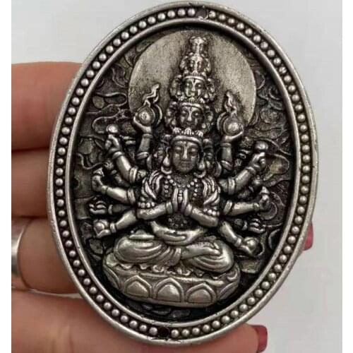 China White copper thousand hand Goddess mercy Buddha amulet pendant