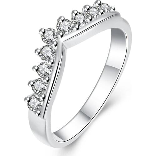 Top Selling 925 Sterling Silver CZ Crystal Woman Finger Rings For Wedding Engagement Charming Wreath Crown Jewelry