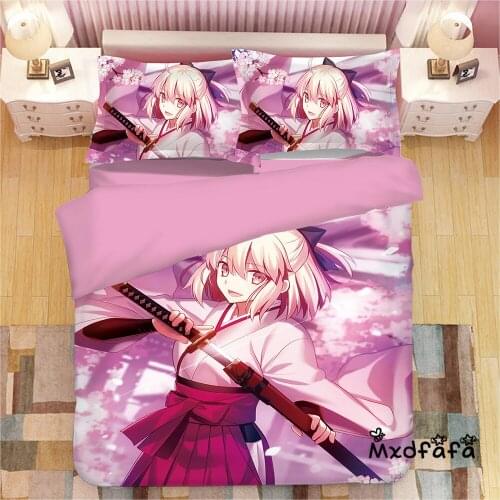 Mxdfafa Anime Fate Grand Order Duvet Cover Sets 3D Bedding Set Cartoon Comforter Bedding Sets with 1 Duvet Cover + 2 Pillow case
