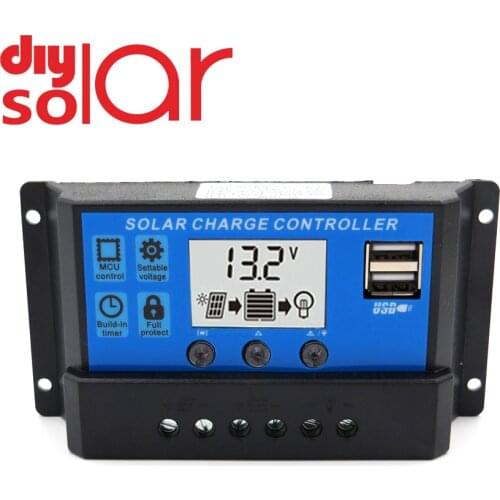10A 20A 30A Solar Charge Controller 12V 24V Auto PWM LCD Dual USB 5V Output Solar Cell Panel Regulator PV Home Battery Charger