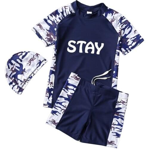 Boy Three-piece Swimsuit Sun Protection Summer Beachwear for Children Pool Beach Surfing Suit Quick-drying Kid Swimwear Vacation
