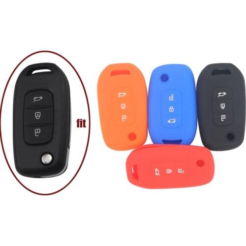 Kutery 10PCS Silicone Colorful Flip Remote Key Cover Case 3BTN For Renault Kadjar Captur Symbol Koleos Megane Protection Replace