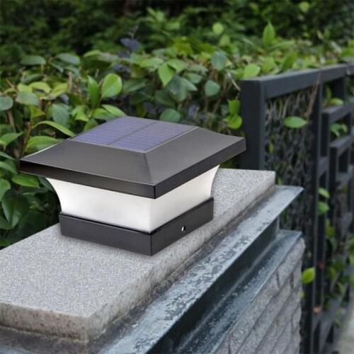 Square Post LED Solar Powered Pillar Lamp Waterproof Column Head Wall Light For Outdoor Villa Courtyard Landscape Garden Decor