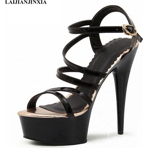 LAIJIANJINXIA New Slingbacks Sandals For Womens Designer Shoes 15cm High Heels Sandals Woman Shoes Platform Transparent Heels