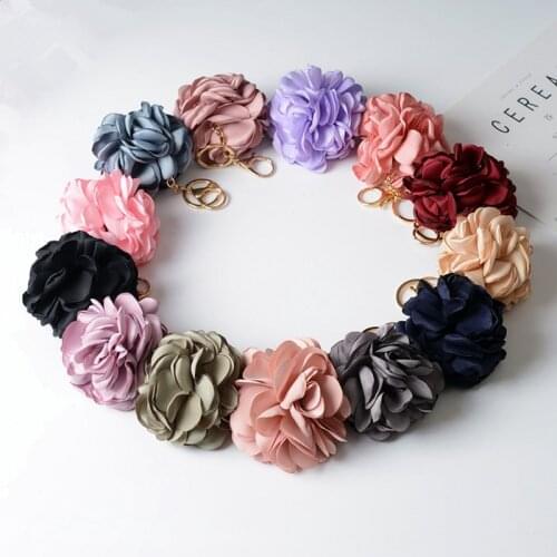 Hot edged rose flower fabric pendant eternal flower accessories hair accessories material bag flower keychain K2231